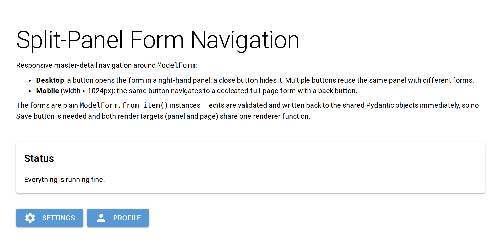 Split-Panel Form Navigation