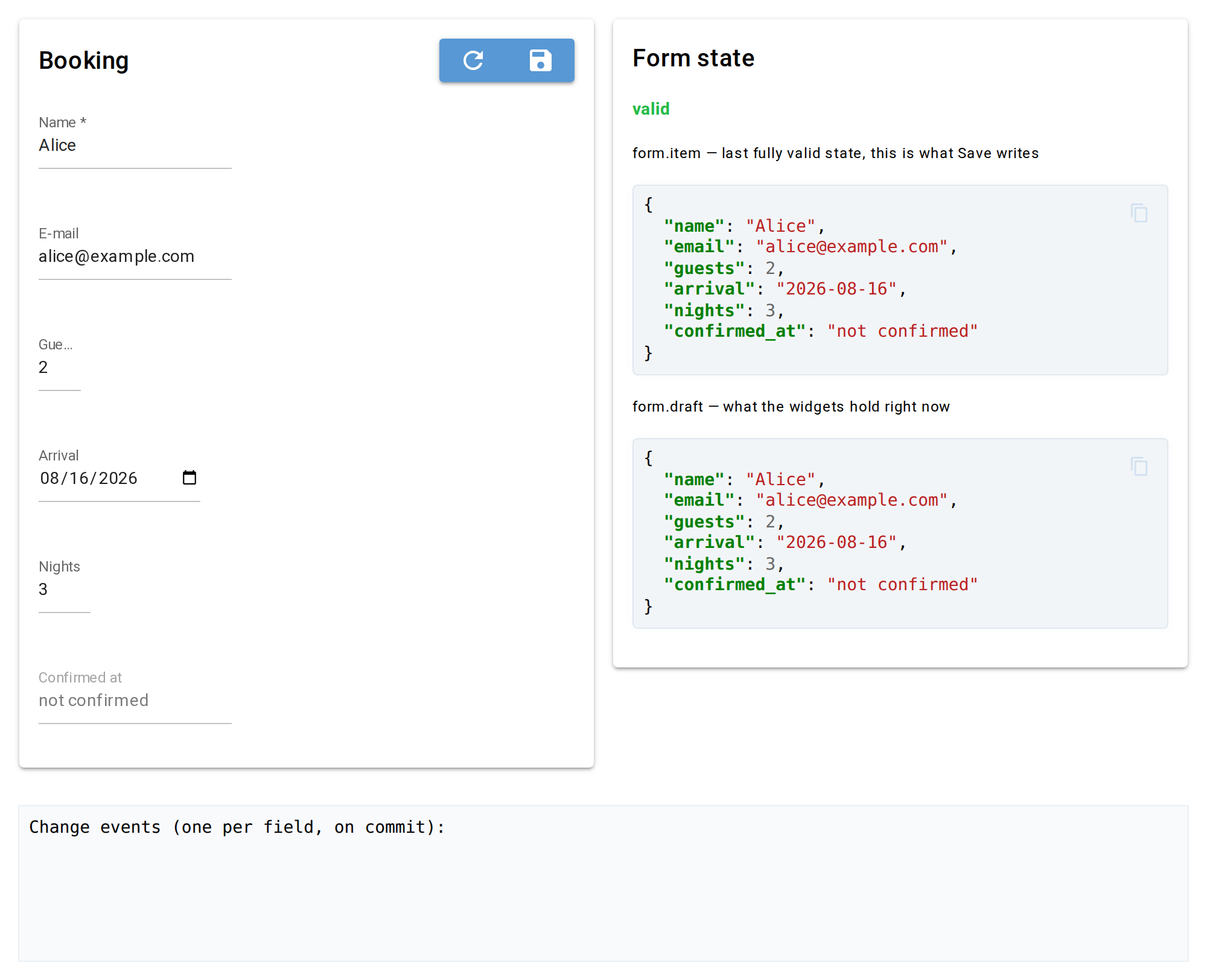 Validation — three layers, and what gets written when